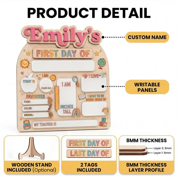 Reusable Personalized First & Last Day of School Board - Canvasgiftco