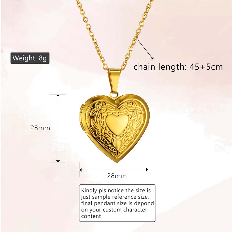 Stainless Steel Gold Plated Custom Heart Locket To Mother’s Day gift - Canvasgiftco