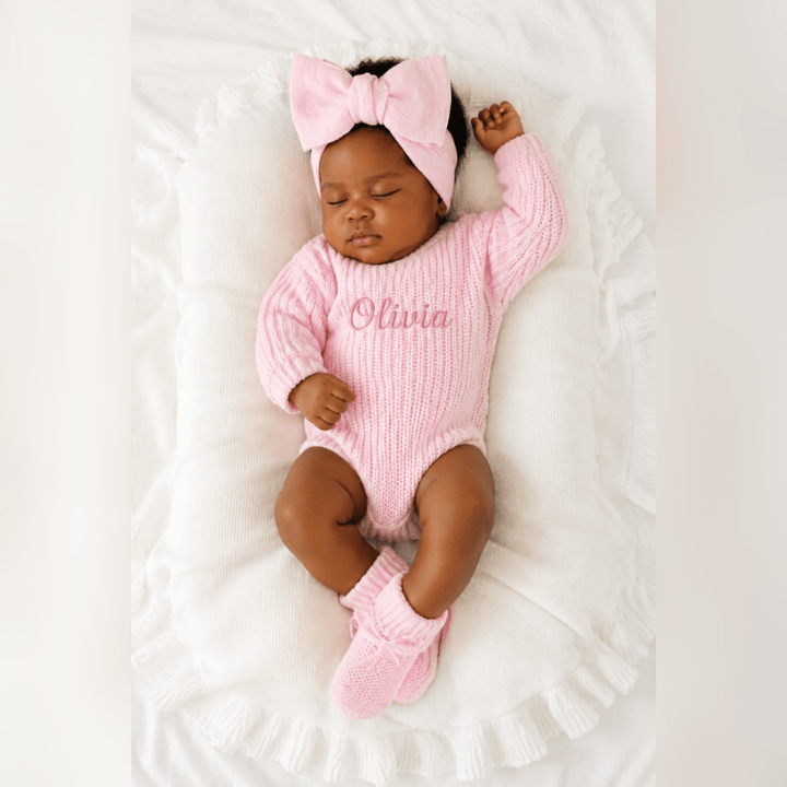 Super Chunky Knit Romper - Ballerina Pink - Canvasgiftco