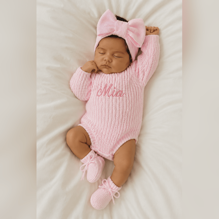 Super Chunky Knit Romper - Ballerina Pink - Canvasgiftco