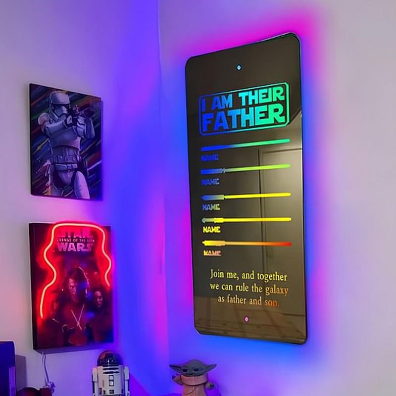 Super Dad's Lightsaber Custom Mirror Light 👊 - Canvasgiftco