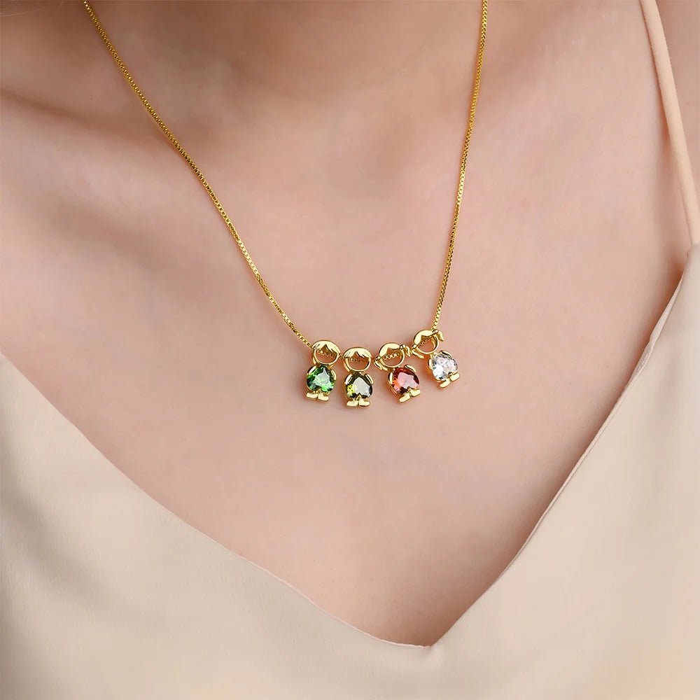 Vintage 80s Boy & Girl Charm Sterling Silver Pendant Necklace - Mother's Day Birthday Gift - Canvasgiftco