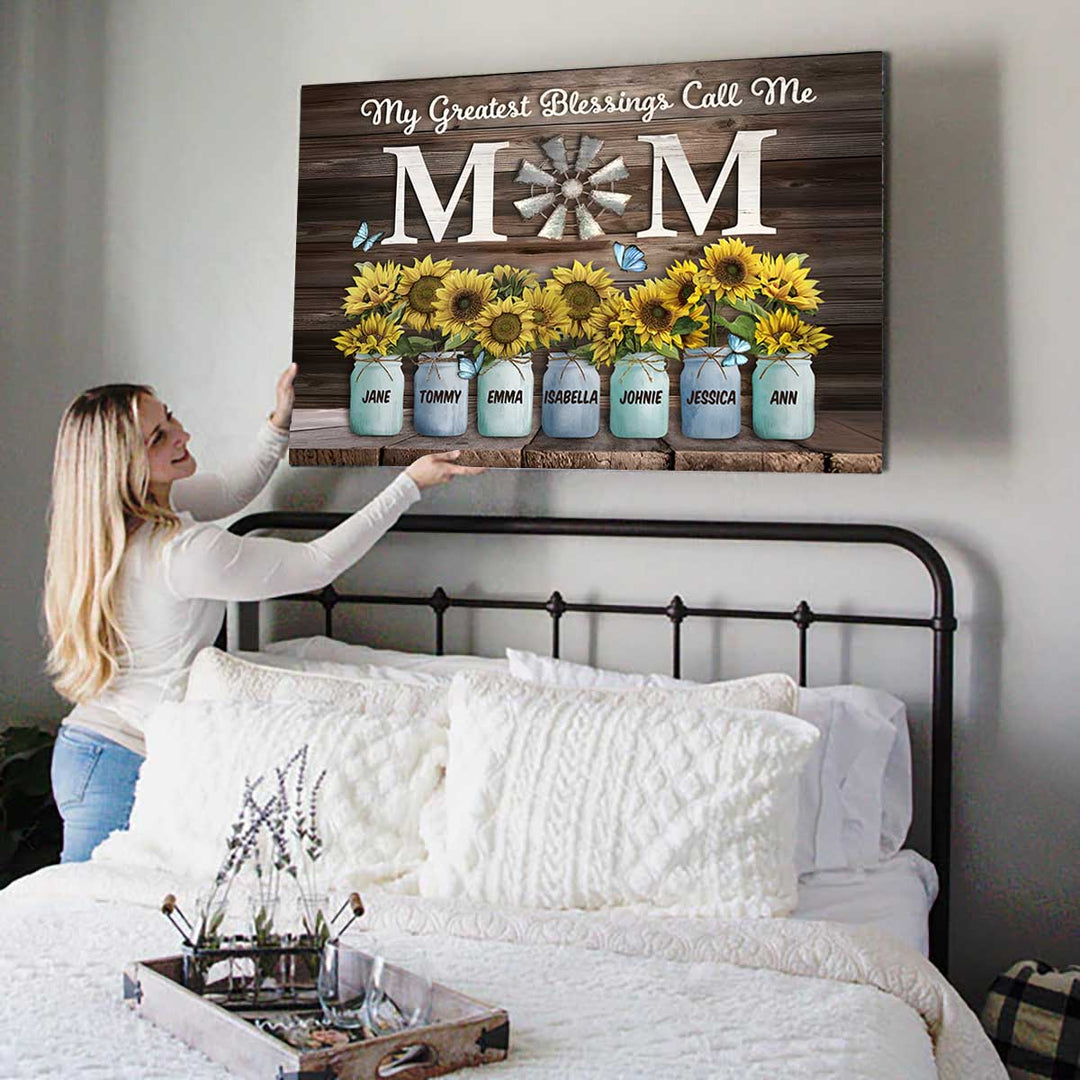 My Greatest Blessings Call Me Mom Custom Names Canvas