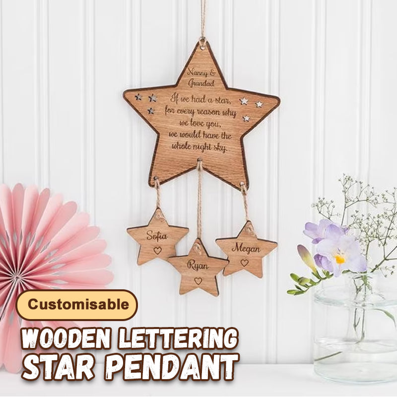 Wooden Lettering Star Pendant