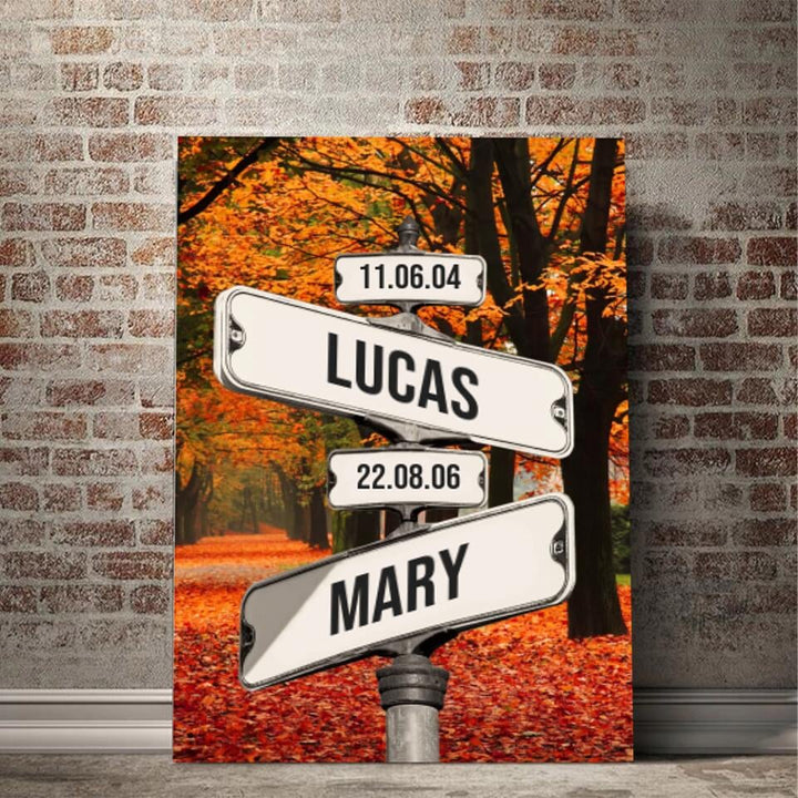 Personalized Canvas Wall Art "Date of birth of children" Autumn