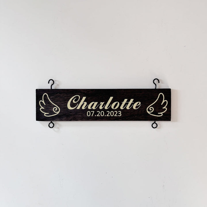 Custom Name Slat (Printed) with Angel Wing Design  - Add On For Existing Sign