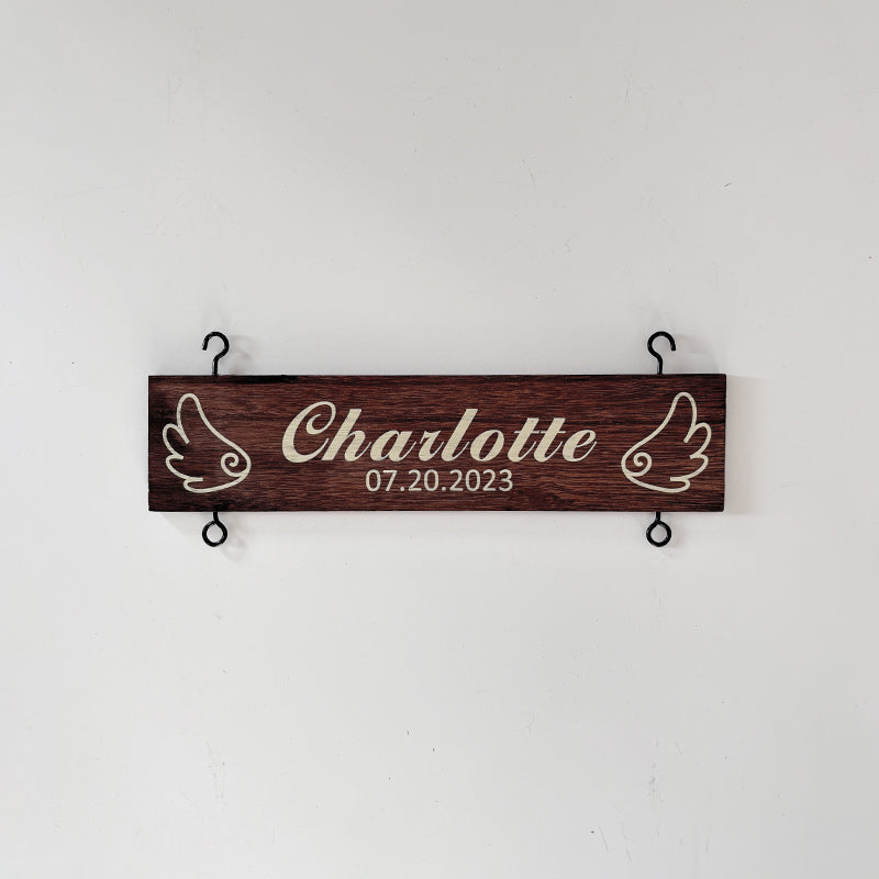 Custom Name Slat (Printed) with Angel Wing Design  - Add On For Existing Sign