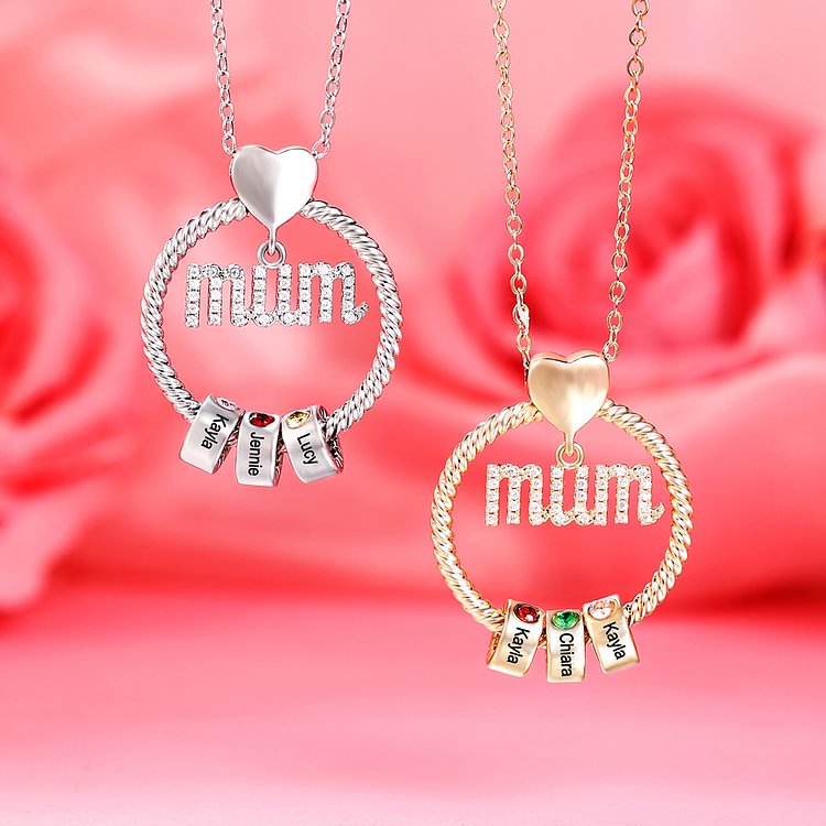 Personalisierte Geburtssteinkette für Mama 