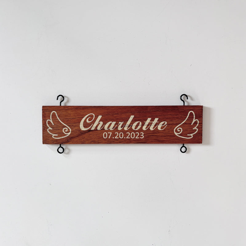 Custom Name Slat (Printed) with Angel Wing Design  - Add On For Existing Sign