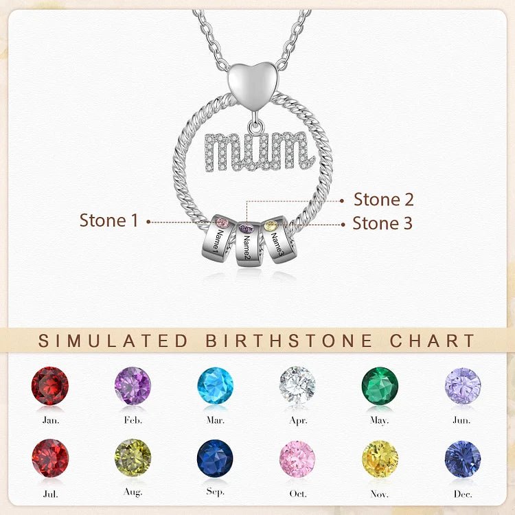 Custom Birthstone Necklace for Mom - Canvasgiftco