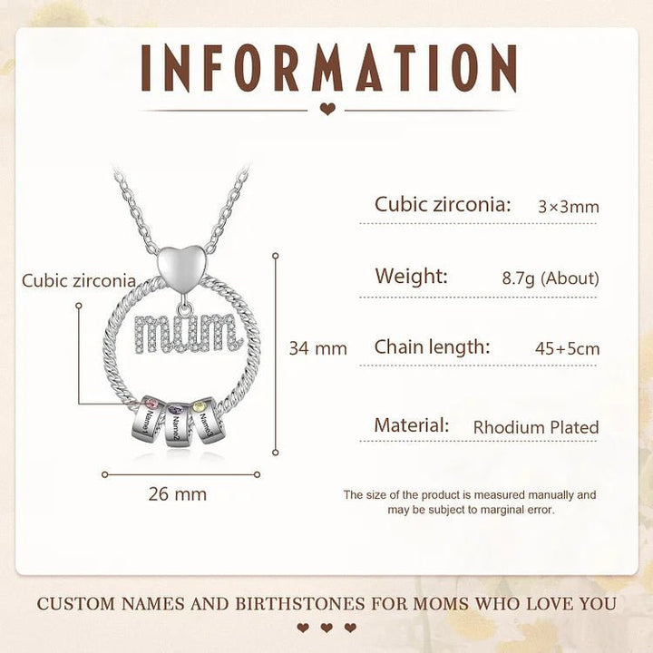 Custom Birthstone Necklace for Mom - Canvasgiftco