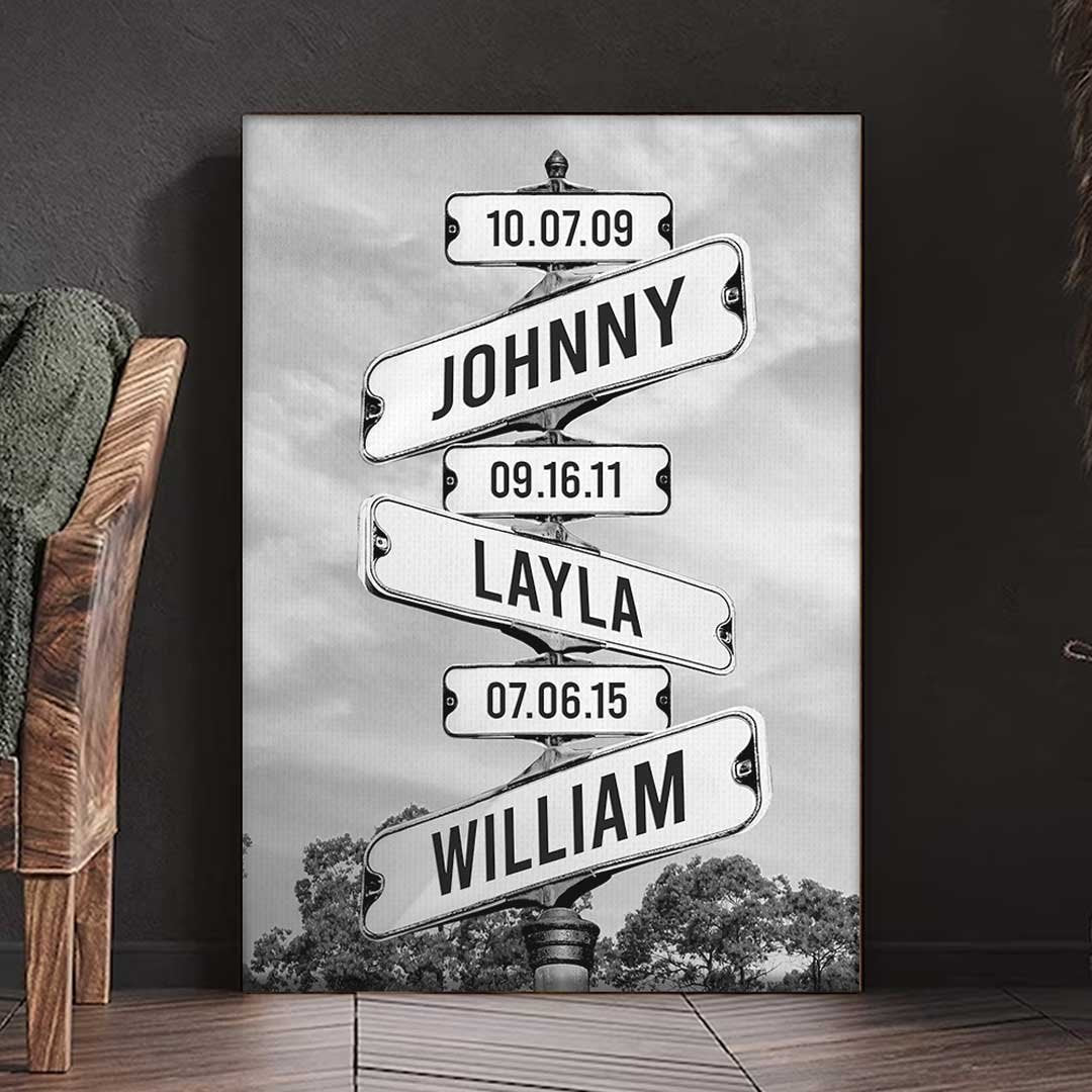 Personalized Canvas Wall Art"Date of birth of children" - Where Love Never Ends - Canvasgiftco